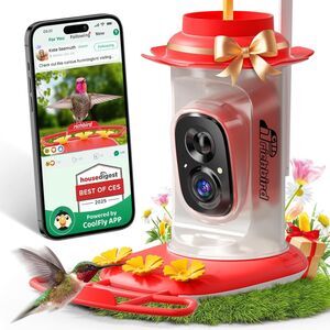 Smart Hummingbird Feeder w Camera Solar Powered AI Identify App Instant Notify